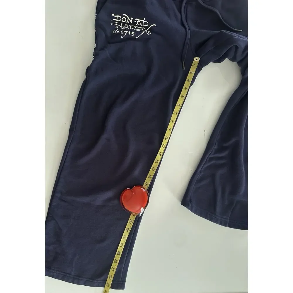Ed Hardy Sweatpants Womens XLarge Navy Pants Y2K Streetwear Wide Leg Lounge Ink - Picture 6 of 8